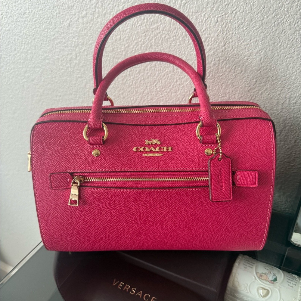 Coach Hot Pink Leather Satchel with Gold Hardware
